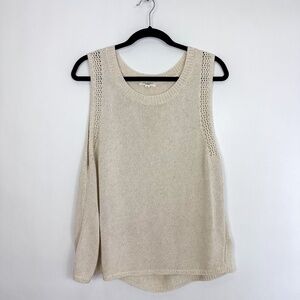 Max Studio London Cream Knit Sleeveless Linen Blend Sweater
